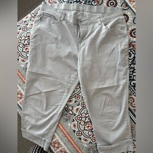 Light Gray Casual Capri Pants